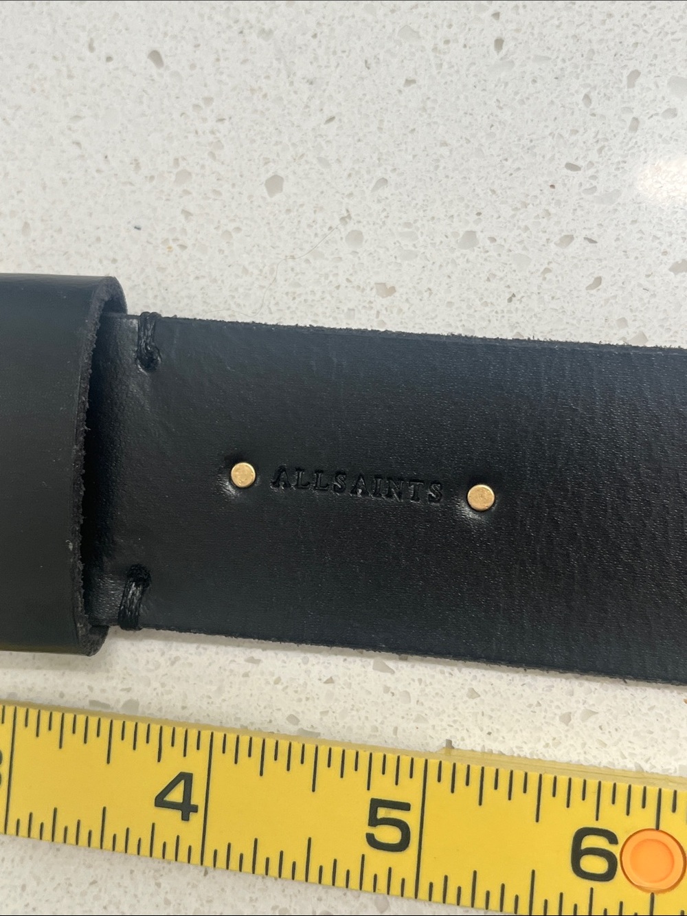 All Saints Western Hexagon Buckle Leather Belt - Picture 11 of 11